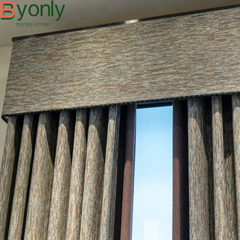 Vintage Mixed Color Jacquard Chenille Patchwork Blackout Curtains for Living Room Bedroom Study Bay Window French Window