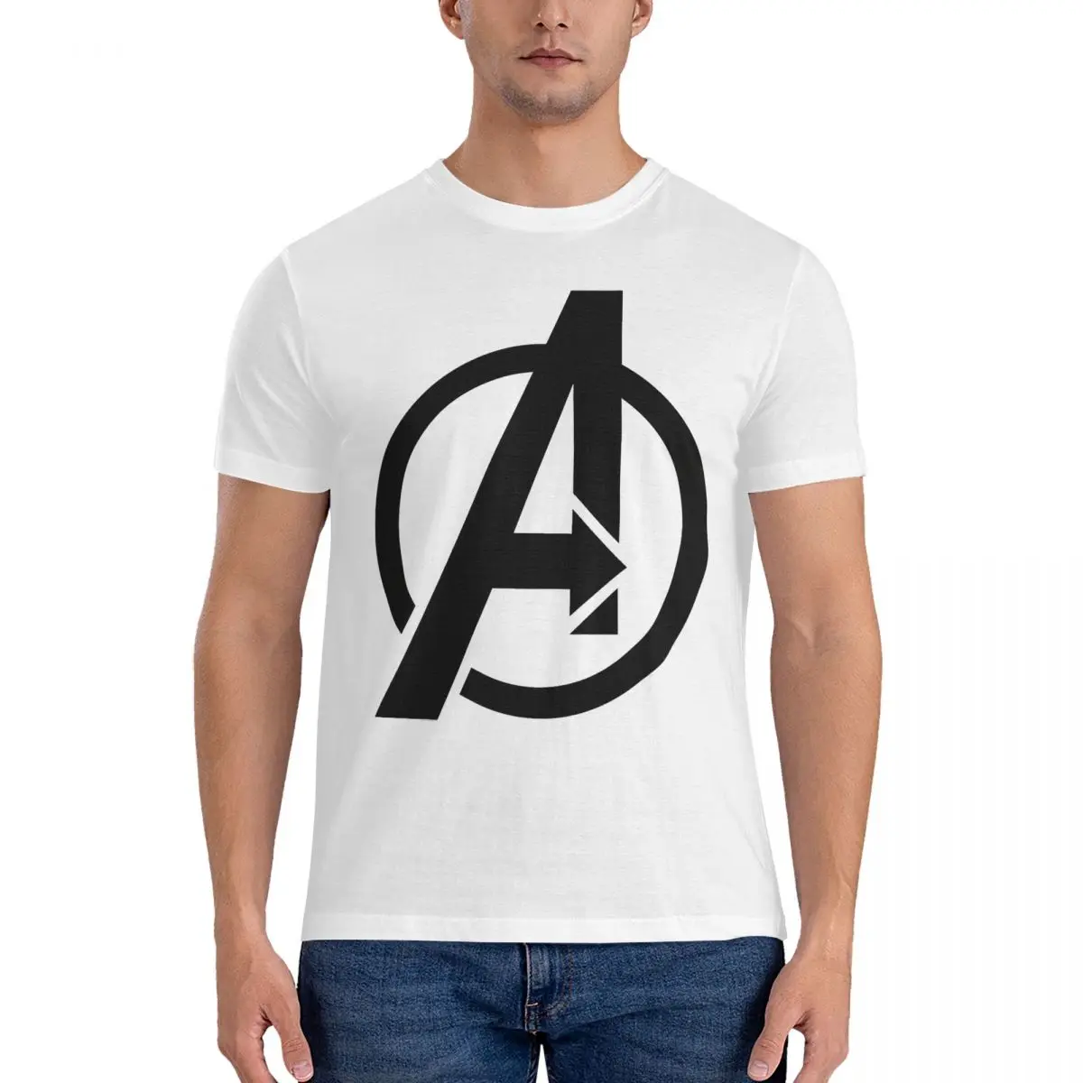 Men's T-Shirt Avenge Symbol Novelty Pure Cotton Tee Shirt Short Sleeve Marvel T Shirt Round Collar Clothes Birthday Gift