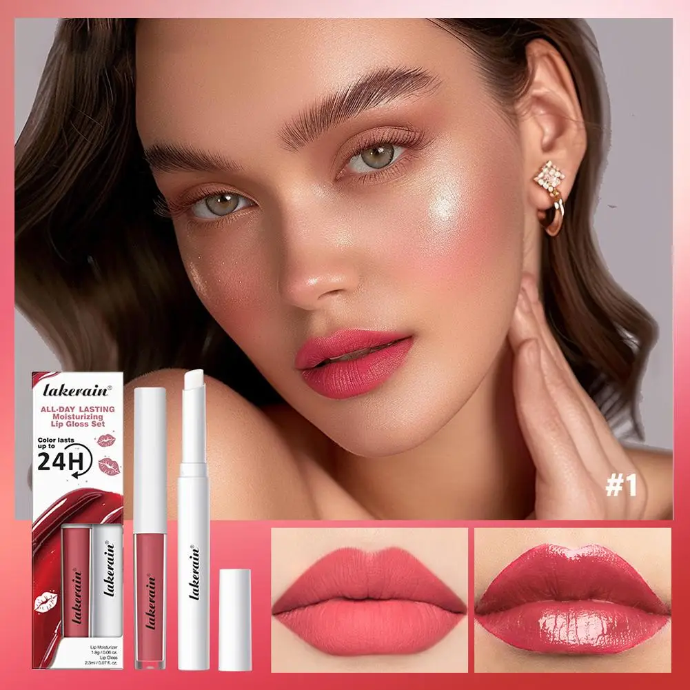 Lakerain 2-In-1 Vochtinbrengende Lipgloss Matte Lipgloss Lippenstift Voller Niet-Set Waterdicht En Vervagende Lip Hydraterende F9k1