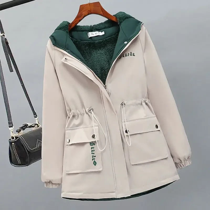 

Winter Jackets Women Parkas 2025 New Drawstring Hooded Thicken Warm Lady Clothes Outerwear Fashion Streetwear Coat