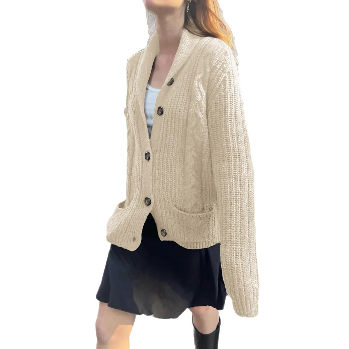 2025 Autunno e inverno casual semplice abbottonatura camicia a maniche lunghe giacca di lana abbigliamento da donna