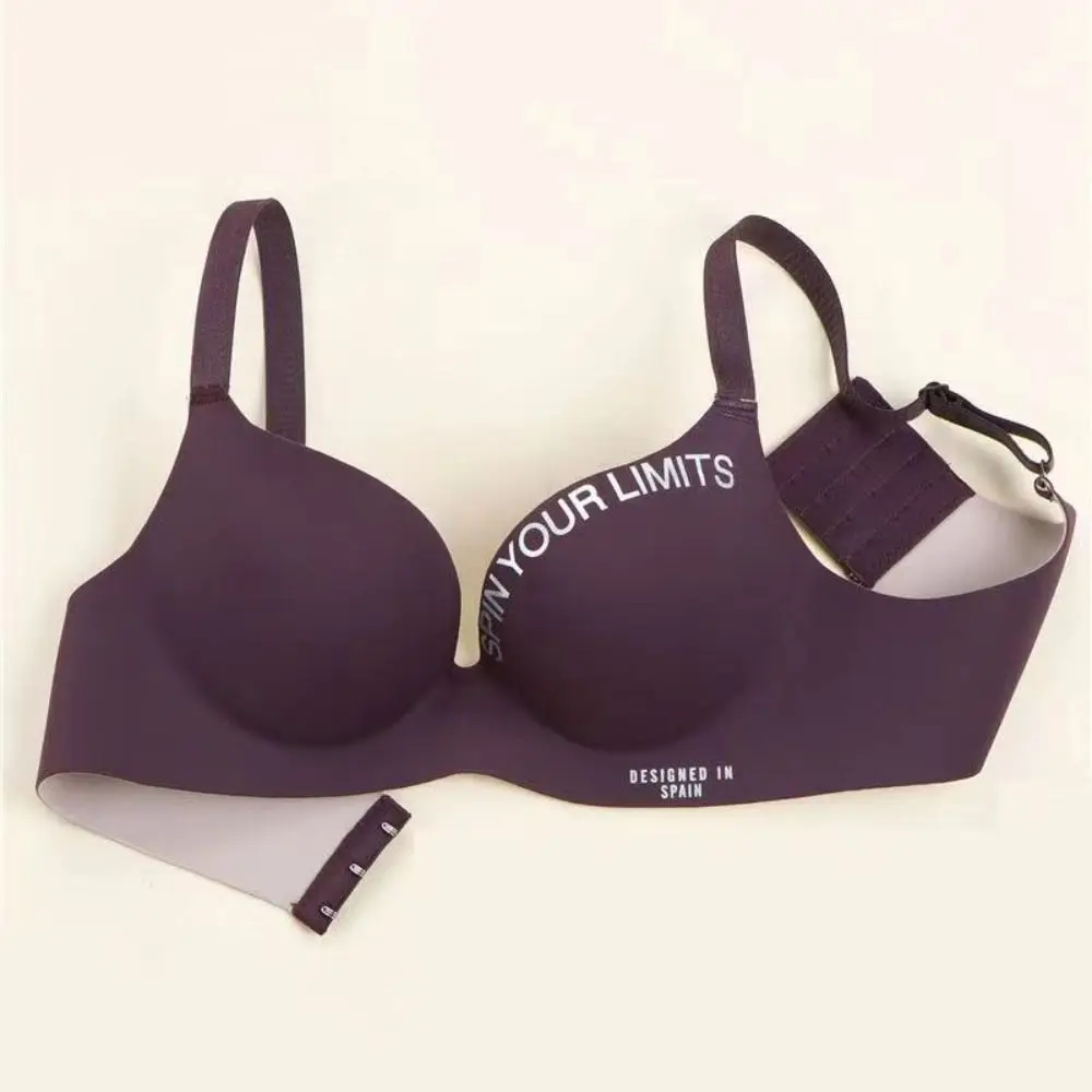 Fashion Letter Pattern Women Deep V Bras Seamless NO Steel Ring Push Up Bralette Tube Top Beauty Back 3/4 Cup Bra Women view 2
