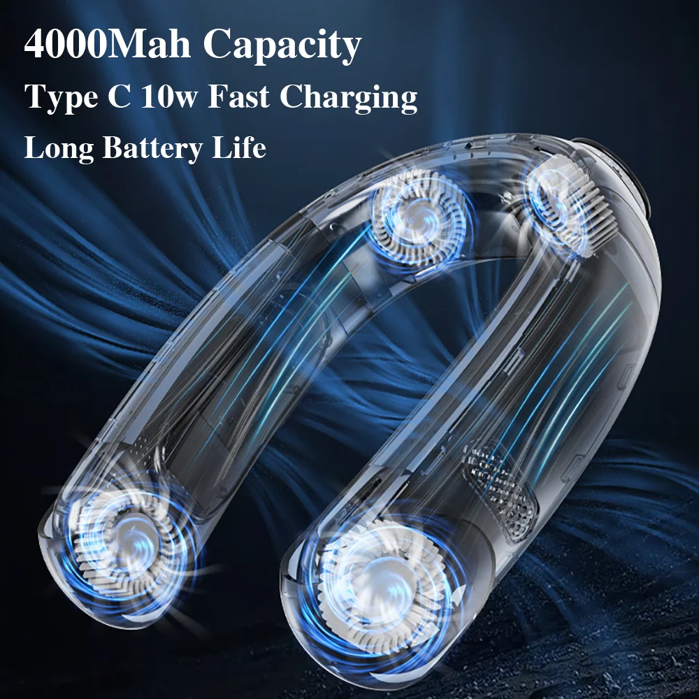 샤오미 휴대용 목 선풍기, USB 충전식 전기 선풍기 TYPE-C, 10W 플래시 충전, 에어 쿨러 환풍기, 캠핑 선풍기, 5000mah 배터리