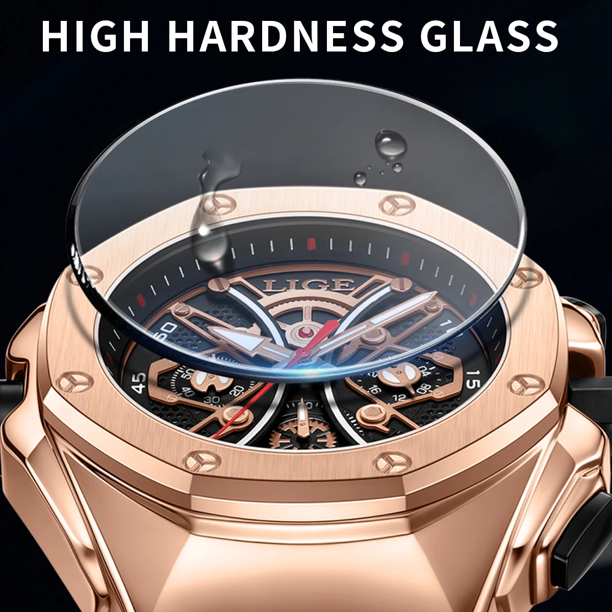 LIGE Mens Watches Business Big Dial Quartz Wristwatch Stainless Steel Waterproof Chronograph Luminous Auto Date Watch for Men