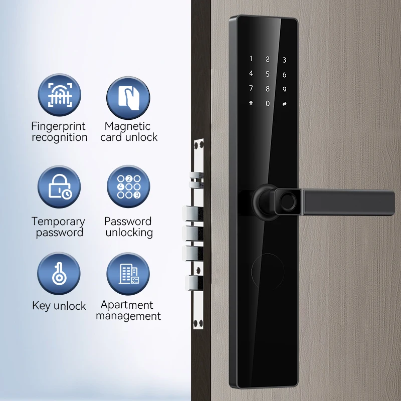STLF SOURCE PRICE Wood Door Smart Lock Electronic Finger Print Manual Key Ttlock Tuya Digit Door Lock