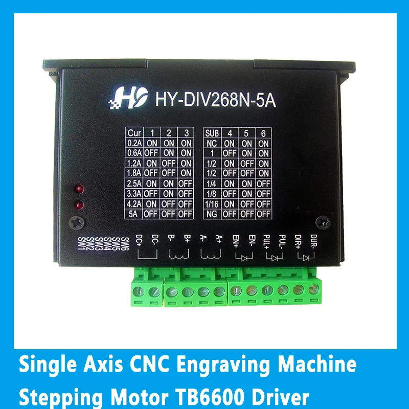 

Одноосный гравировальный станок с ЧПУ HY-DIV268N-5A Шаговый двигатель TB6600 Драйвер 5А с одной алюминиевой коробкой