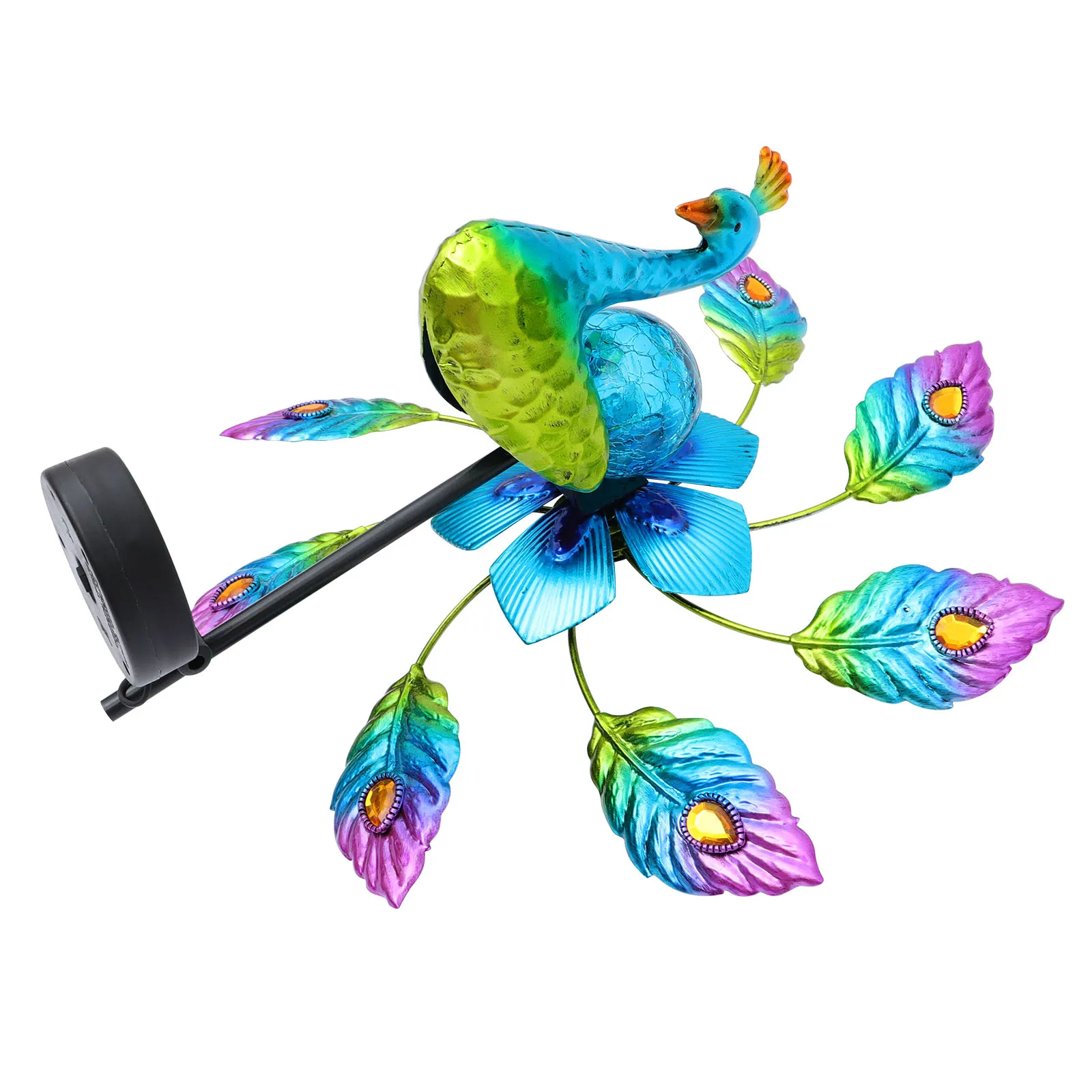 

Solar Powered Peacock Windmill Floor Lamp Warm Glow Decorative Garden Yard Light Outdoor LED Landscape Lighting Ornament