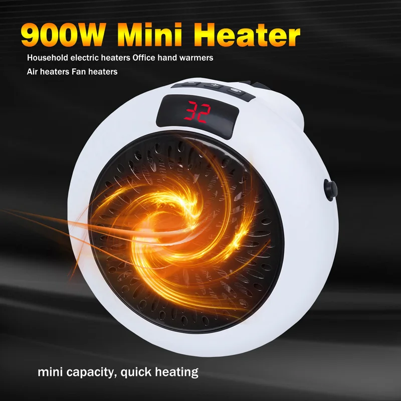

900W Home Office Desktop Warm Air Heater Warmer Fan Portable Electric Heater Fast Heat Wall Mounted Heater With Remote Control