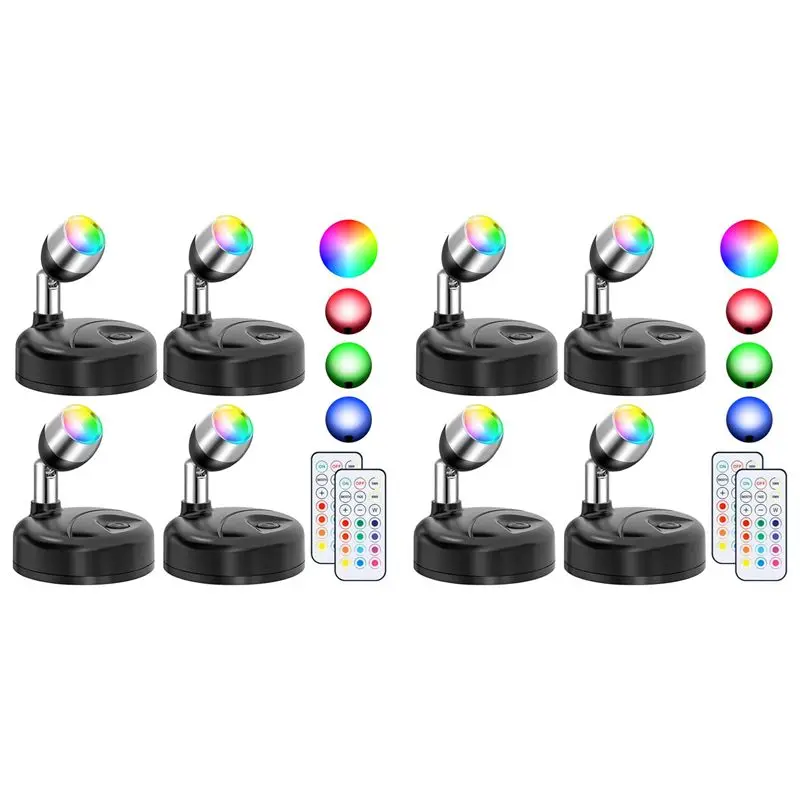 【accessoires-Electroniques】-projecteurs-sans-fil-rgbw-pour-decoration-interieure-lot-de-8-eclairages-de-sol-interieurs-lumieres-d'arbre-a-13-couleurs-changeantes-avec