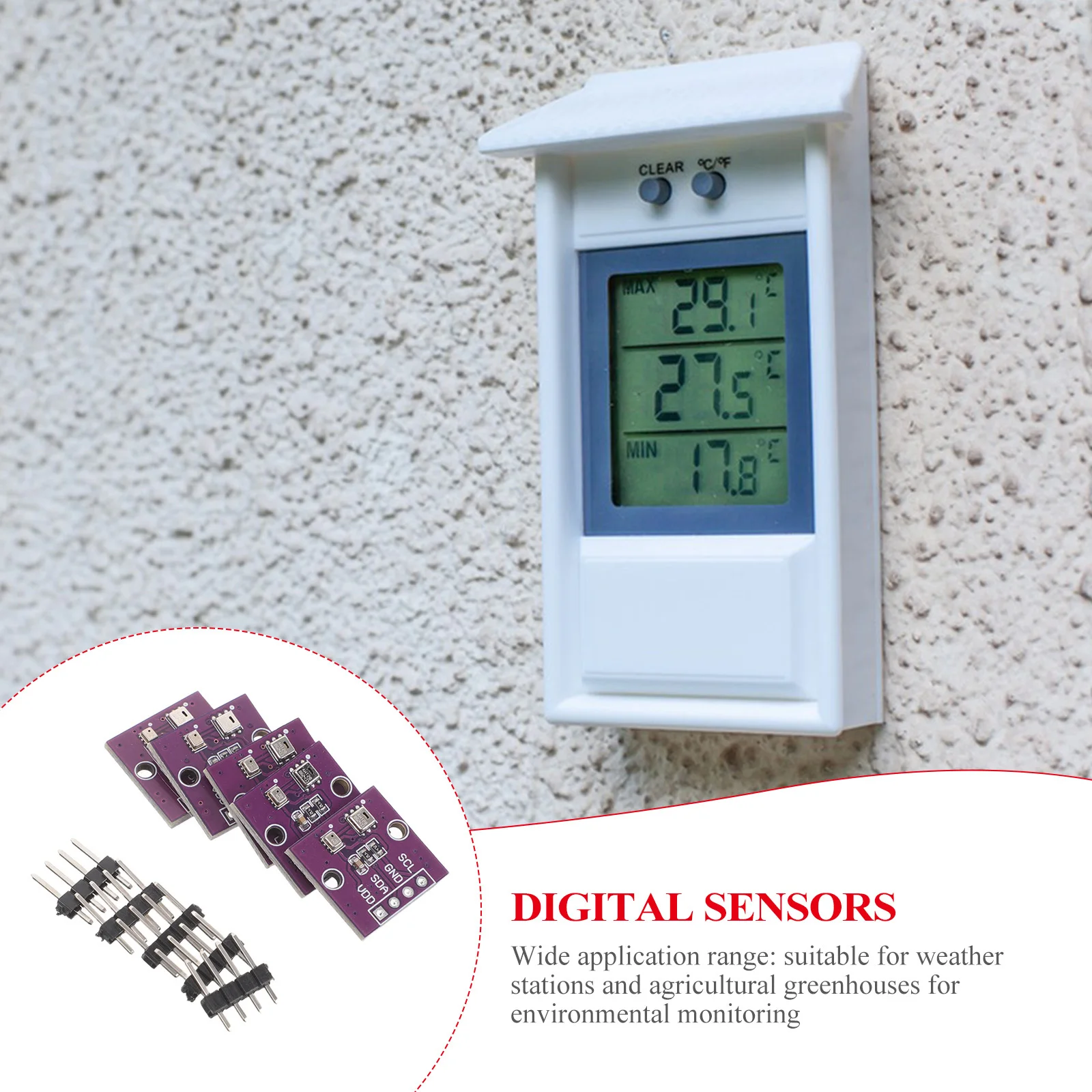 

5Pcs Atmospheric Pressure Sensor Module Digital Temperature Humidity Sensor for Weather Stations Smart Homes Industrial