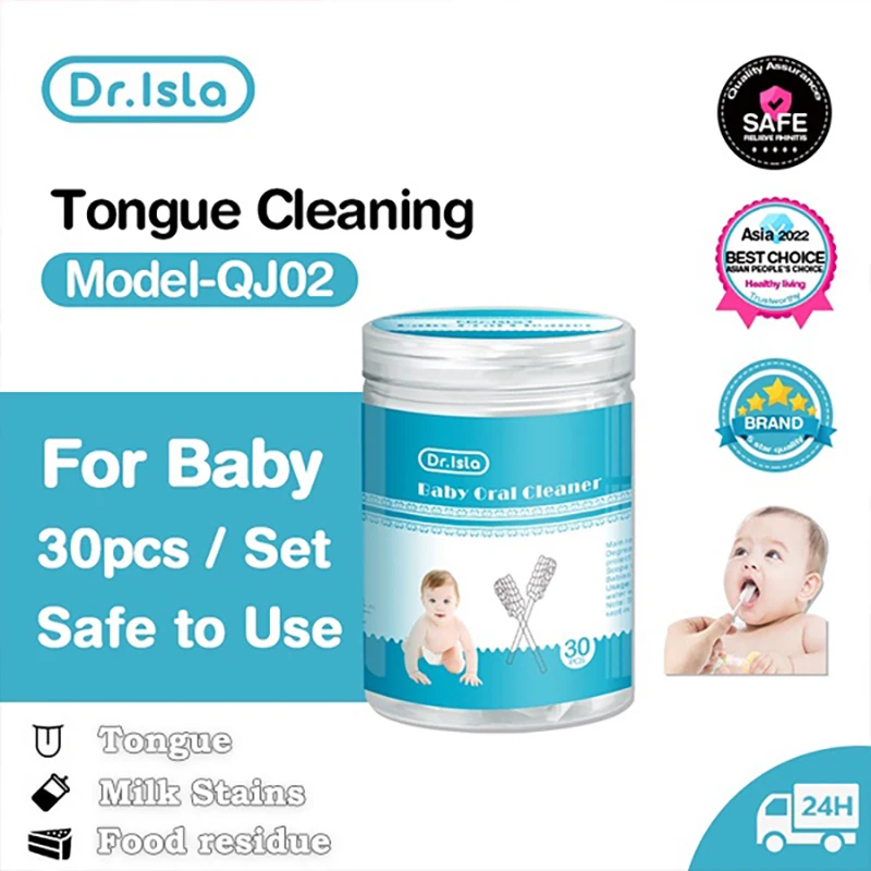 Dr.isla 30/60pcs Baby Oral Cleaning Stick Disposable Cleaner Milk Teeth Gauze Toothbrush Baby Tongue Washing Newborn Oral Care