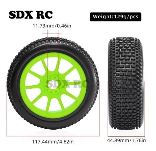 4pcs 117mm 1/8 RC Off-Road Buggy Tires Wheel 17mm Hex for ARRMA Typhon Talion  Redcat Team Losi Kyosho HPI WR8 HSP RC Car