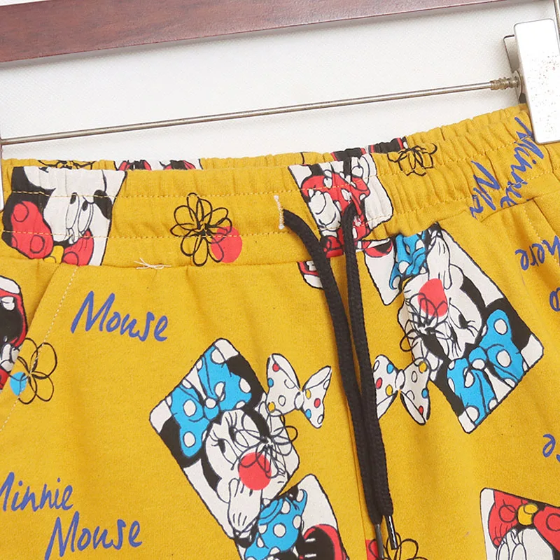 Pantalones cortos deportivos informales de Minnie Mouse de Disney para mujer, pantalones cortos deportivos para correr, Fitness, Yoga, trotar, gimnasio, pantalones cortos de dibujos animados para el hogar, ropa de