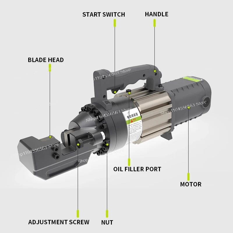 Efficient Hydraulic Rebar Cutter Portable Handheld Steel Bar Shears Electric Powered Cutting Machine
