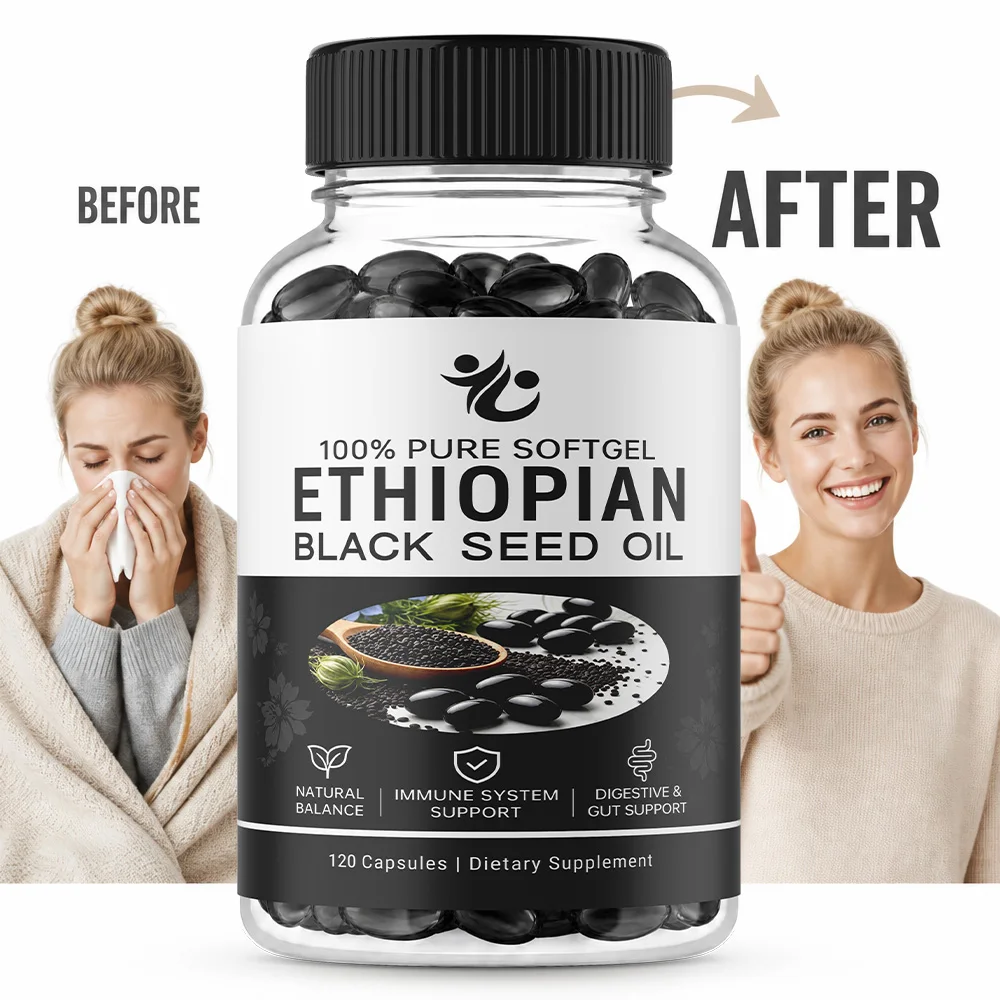 Ethiopian Black Seed Oil, with Thymoquinone, for Daily Wellness & Vitality, 120 Softgels, Non-GMO
