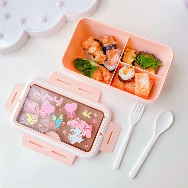 1200ml Kuromi Portable Lunch Box Hello Kitty Portable Lunch Box Cinnamon Student Separated Lunch Box