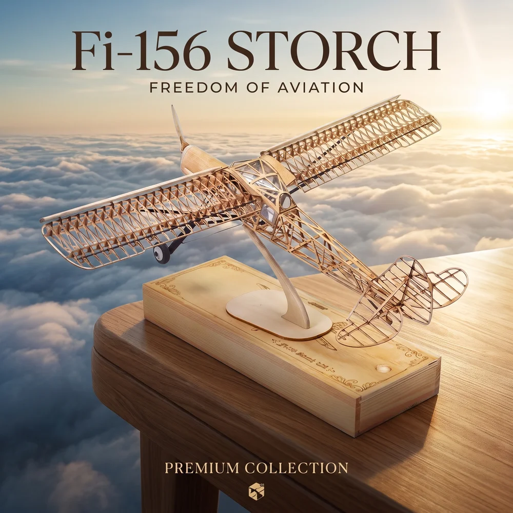 Model Kit Wood - FI-156 Kit de Modèle d'Avion Statique
