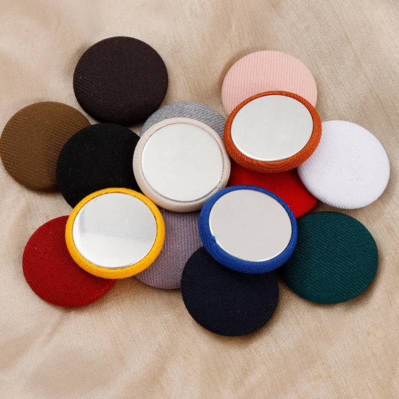 

100pcs Fabric Covered Buttons, Flat Base Colorful Stripe Aluminum Buttons for Hair Accessories, Clothing, Hats, Jewelry Box