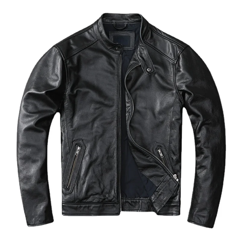 Spring Natural Genuine Leather for Man Motorcycle Slim Male Coat Men's Sheepskin Biker Fashion Clothing