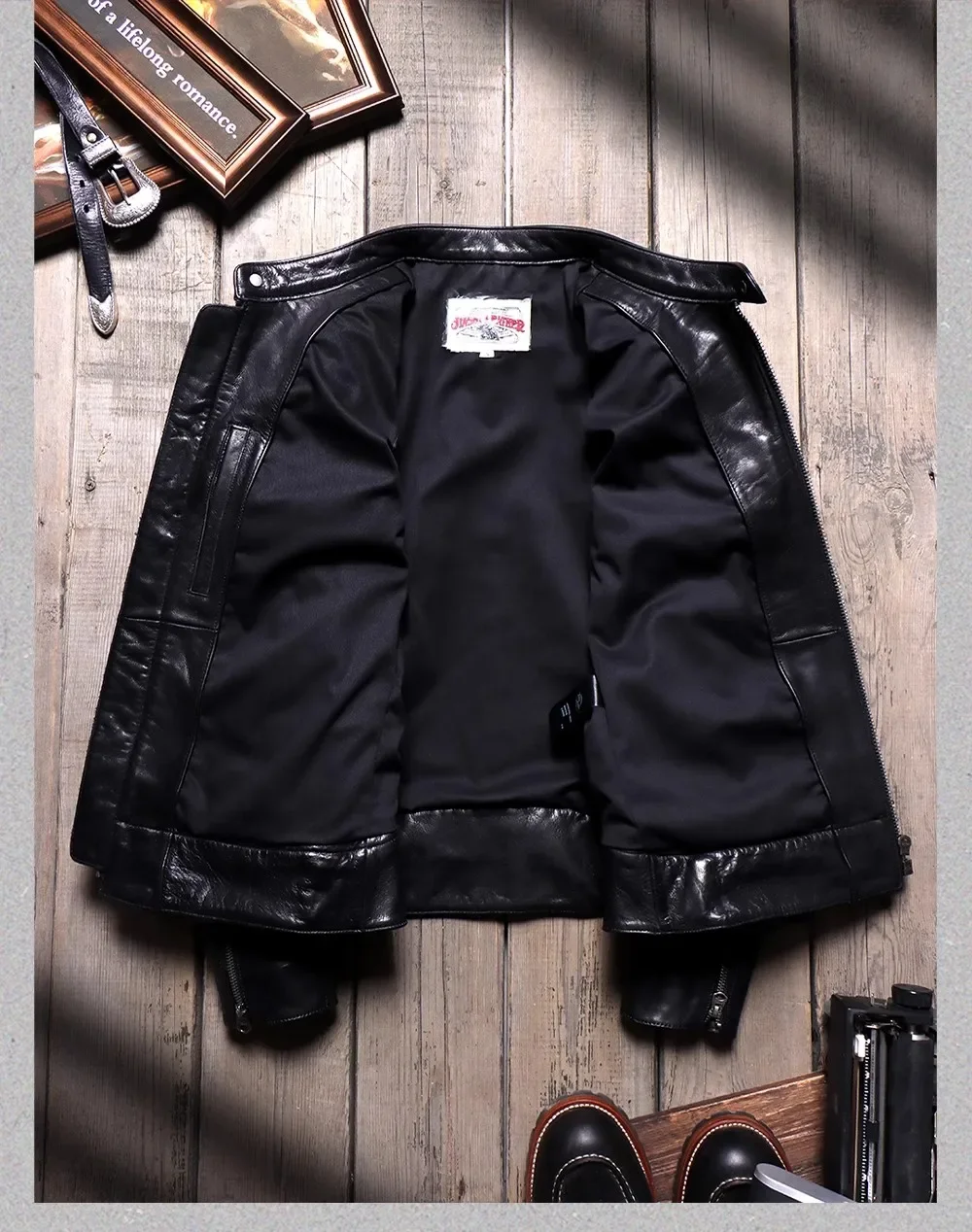 LNY!Wholesales.Plus Classic Rider real leather jacket.Luxury 1.4mm Italian tanned calf leather coat.retro soft leather cloth.