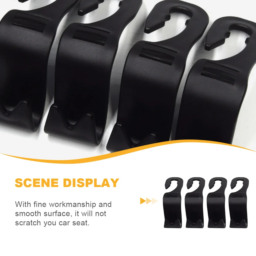 

4Pcs Car Seat Hooks Premium Workmanship Non Scratch Surface Strong Load Capacity Headrest Hangers for Garments Bags Umbrellas