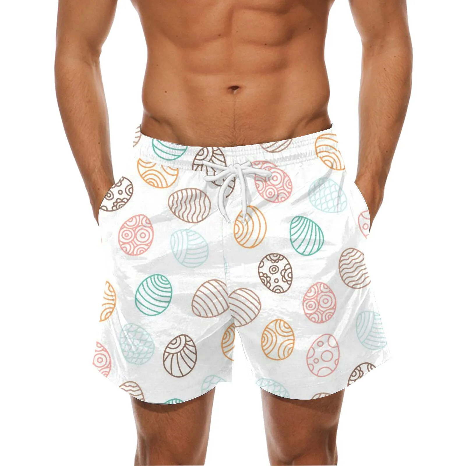 Mens 3d Easter Eggs Printing Man Shorts Pocket Shorts Swimwear Men Trunks Swim Beach Short Pants Easter Day Spring Clothing