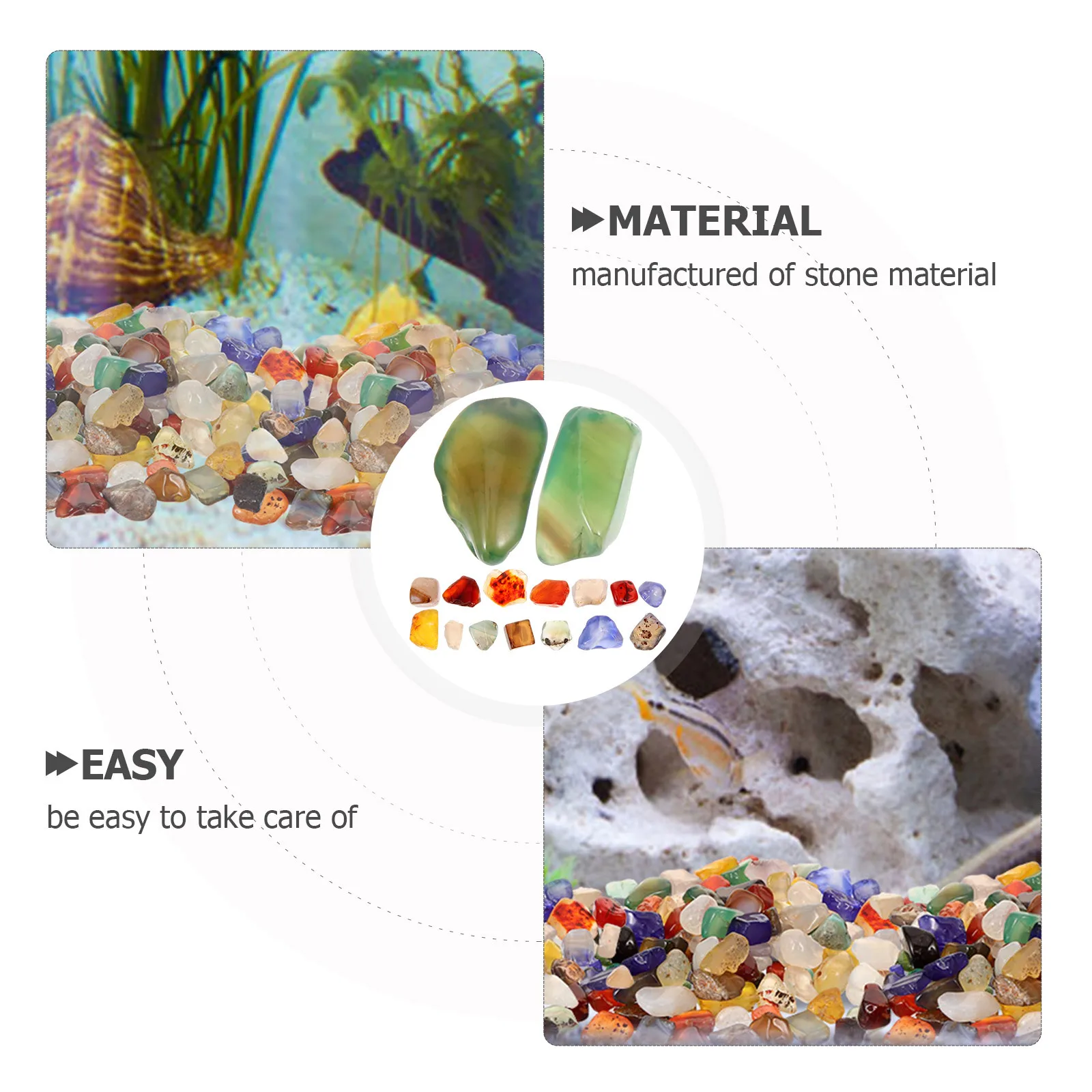 

1Set Agate Decorative Beads Fluorescent Aquarium Stones Natural Landscaping Rocks for Fish Tank Freshwater Saltwater Gravel