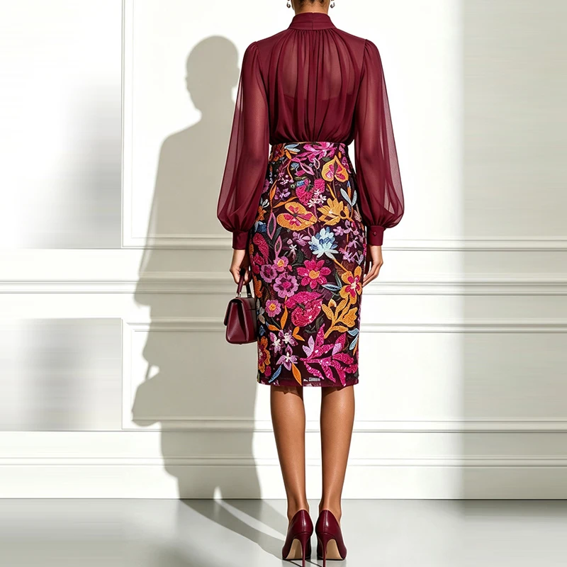 Ensemble élégant composé d’une - Midi Skirt Floral avis et prix
