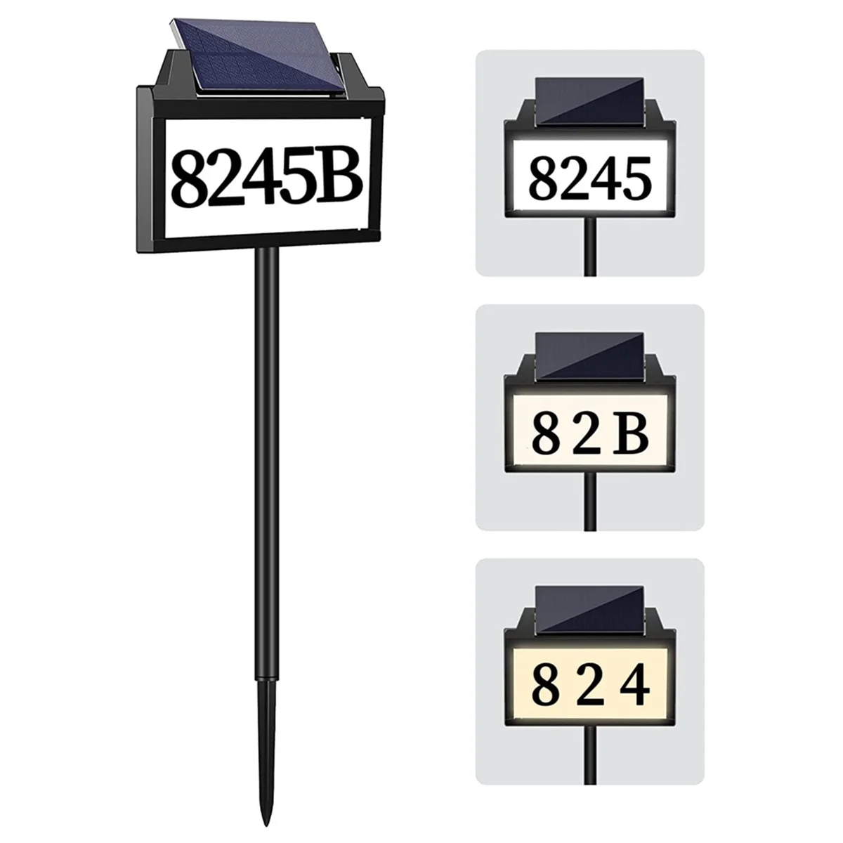 Solar Power Address Sign, House Numbers for Outside Rechargeable LED Illuminated Lighted Address Signs with Outdoor