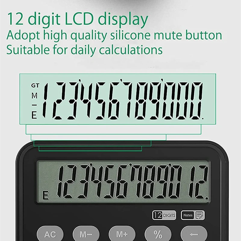 شاشة LCD آلة حاسبة سطح المكتب ، 12 رقمًا ، كتم الصوت ، المحمولة ، الأساسية ، المكتب ، الأعمال التجارية ، المنزل