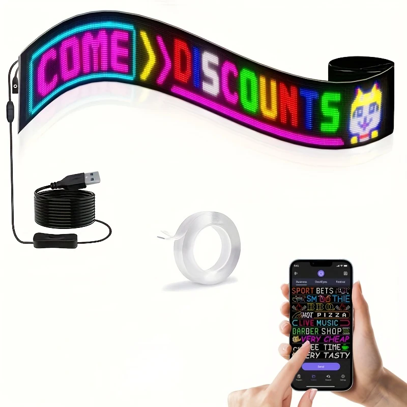 

Flexible Screen Smart LED Matrix Panel Signage with USB Power and App Control DIY Programmable for Holiday Halloween Christmas