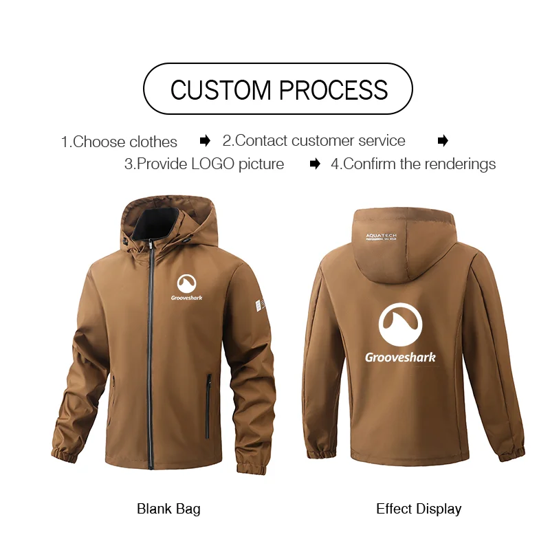 Custom your logo men's spring and autumn jackets outdoor hiking sports Hooded casual zip-up Jacket Personality Customization
