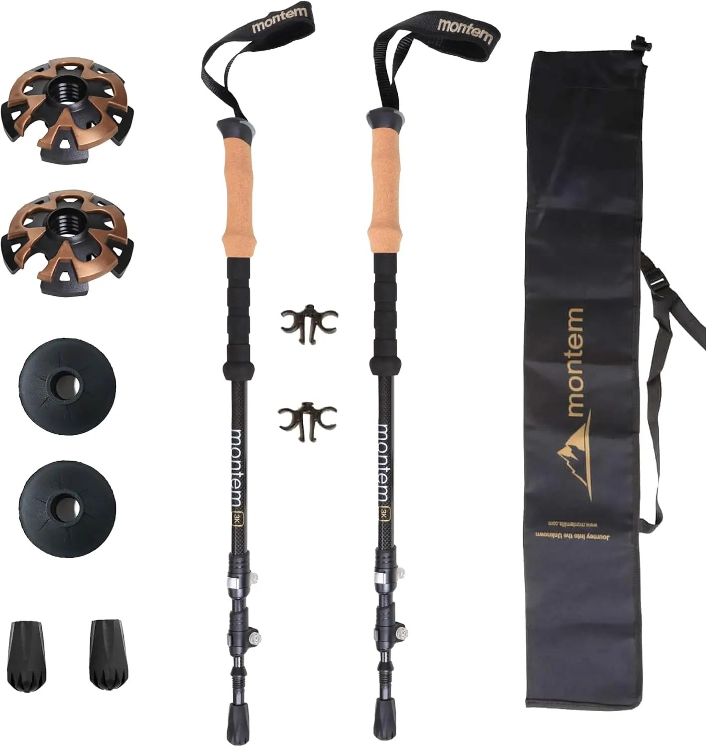 3K Carbon Fiber Trekking Poles – Ultralight, Shock Absorbing, Quick Lock, Weather Resistant – Premium Hiking/Walking Sticks (Pai