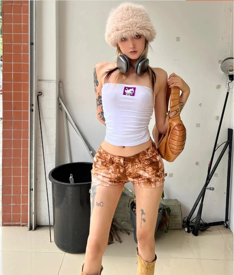 new fashion sexy brand young female women girls stretch mid waist Denim Shorts