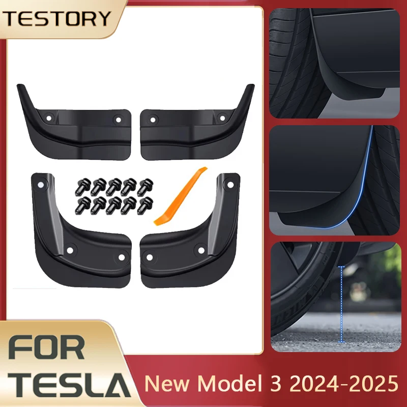 Mud Flaps for Tesla Model 3 Highland 2024 Accessories Front Rear Wheel Fender TPE Mudguards Mudflaps for Tesla Model 3 Highland