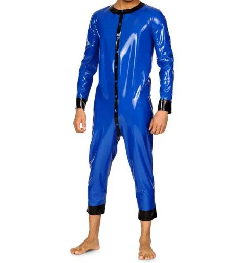 

100% Natural Latex Rubber Catsuit Blue Suit Bodysuit Halloween Uniform Masquerade Handmade Custom Cosplay