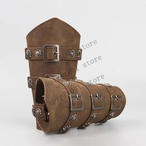 1 pc Men Medieval Cosplay PU Leather Armor Arm Warmer Lace-Up Pirate Knight Gauntlet Wristband Bracer Steampunk Accessory