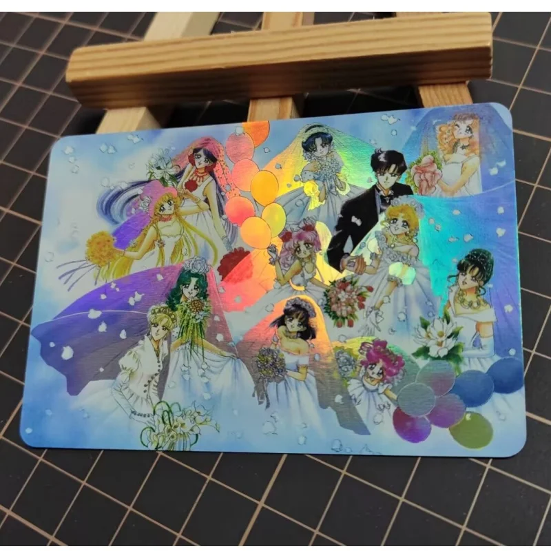 Sailor Moon Flash Card Tsukino Usagi Mizuno Ami Kino Original Painting Series Diy 9 Sheet Action Toy Figur Anime Game Collection