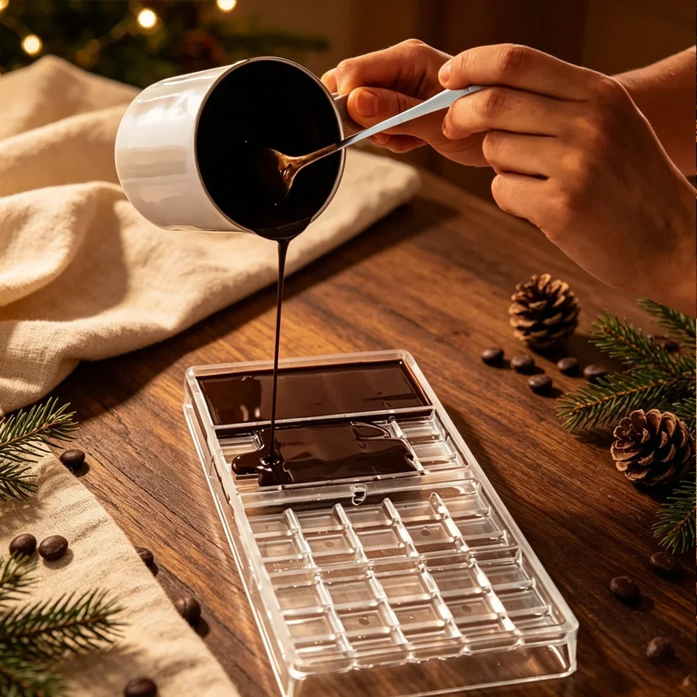 Polycarbonate Chocolate Bar Mold Chocolate Mould Baking Utensil Confectionery Tool for DIY Homemade Dessert & Candy Making
