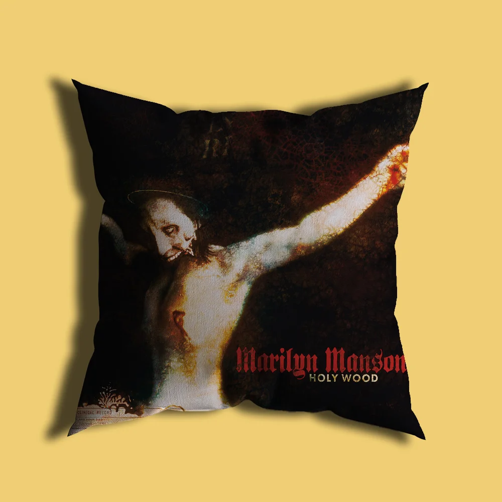 Music M-Marilyn Manson Pillow Case Pillowcase Home Sofa Cushions Car Cushions Pillowcover Office Pillowshell Pillow