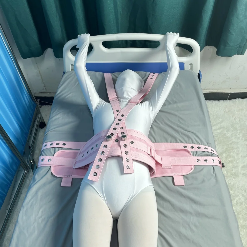 Caregivers Pink Padded Patient Restraint Vest Belly Waist and Shoulder Harness Bed Straps for Elderly Dementia Care