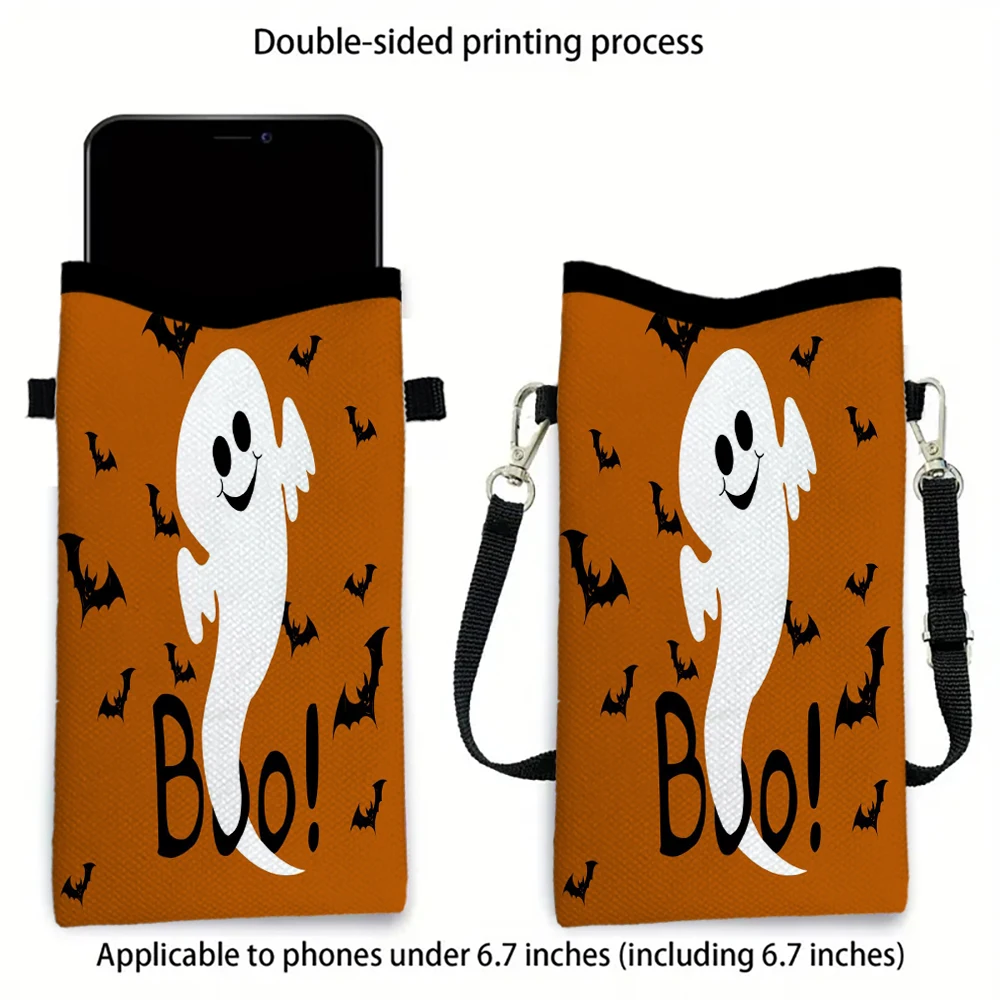 Сумка через плечо Boo на Хэллоуин, высококачественная сумка для телефона с регулируемым ремешком, женский кошелек в повседневном стиле, сумка для хранения аксессуаров 10,7