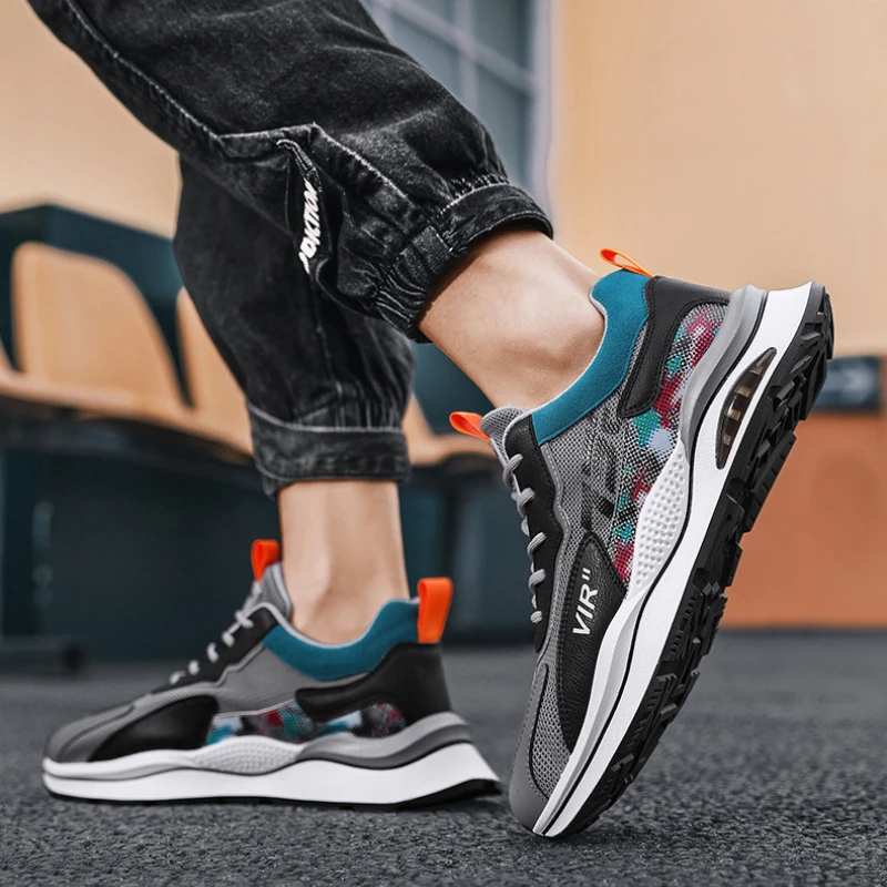 Men Platform Running Shoes Air Breathable Sport Trainers Youth Student Walking Sneakers Casual Thick Sole Height Increasing 2023