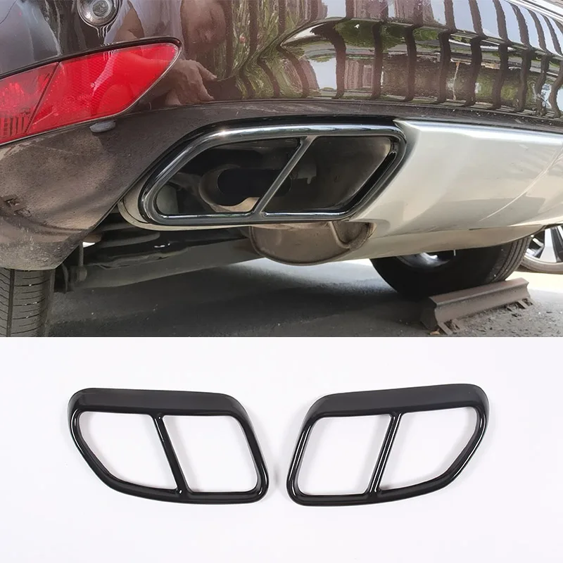 For Volvo XC60 2014-2017 Stainless Steel Glossy Black Car Rear Left Right Exhaust Muffler Pipe Tip Cover Trim Decor Accessories
