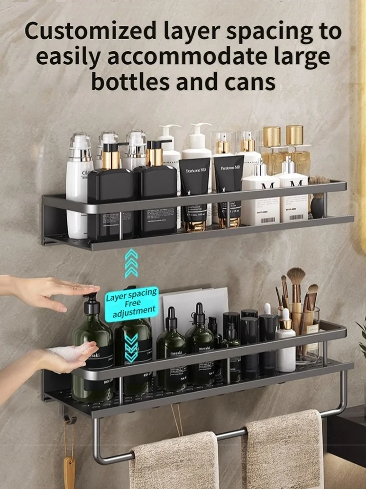 60CM Walls for Installation Aluminum Bathroom Shelf Shelves Shampoo Rack Storage Holder Kitchen Organizer Wall Rack