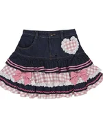 Japanese Sweet Lolita Mini Skirts Ball Gown Women Harajuku Cute Denim Skirt Preppy Style Girls High Waist Kawaii Lace Cake Skirt - Image 4