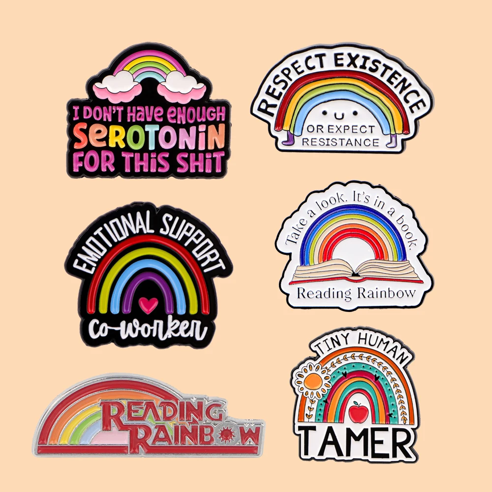 Rainbow Quote Enamel Brooch, Cute Colored Badge, Personalized Accessories, Men&Women's Clothing Jewelry Accessories