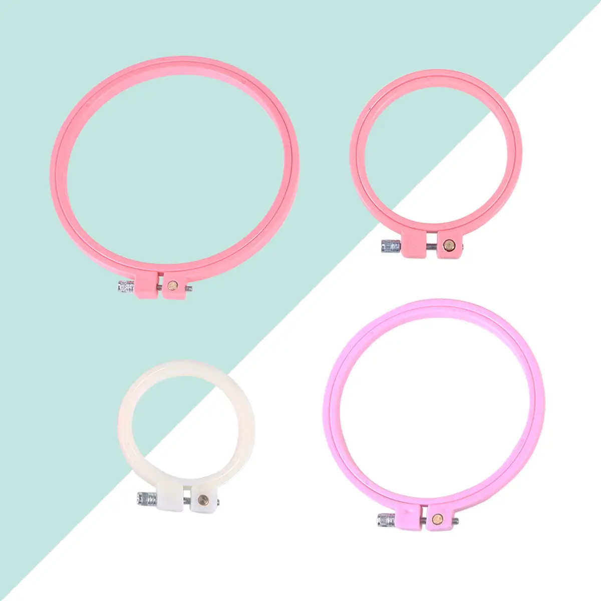 

4Pcs Cross Stitch Embroidery Hoop Set Adjustable Screws Multiple Sizes for DIY Needle Arts Fabric Painting Embroidery
