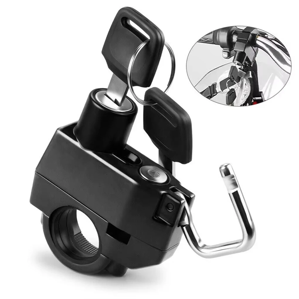 Motorcycle Helmet Lock Aluminum Alloy Anti-Theft Handlebar Mount Security Lock Compatible with 22-28mm Motorbike Scooter E-Bike