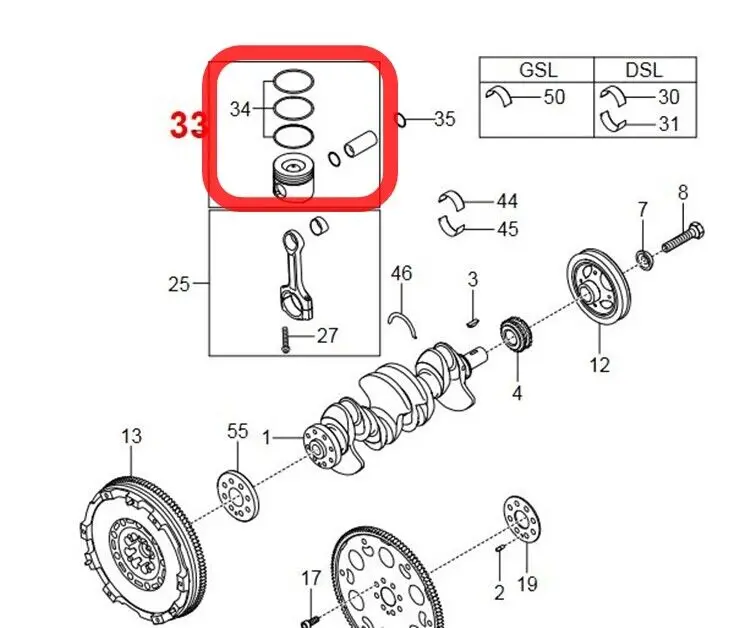 Genuine Piston Assy #1730300817 for TIVOLI +G16F